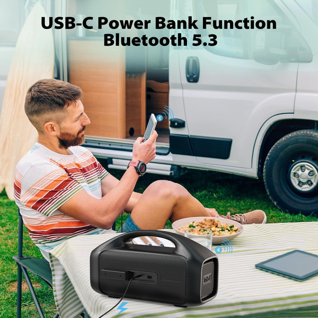 Tribit StormBox Blast 90W Bluetooth Speaker, XBass, LED, IPX7, 30H Playtime