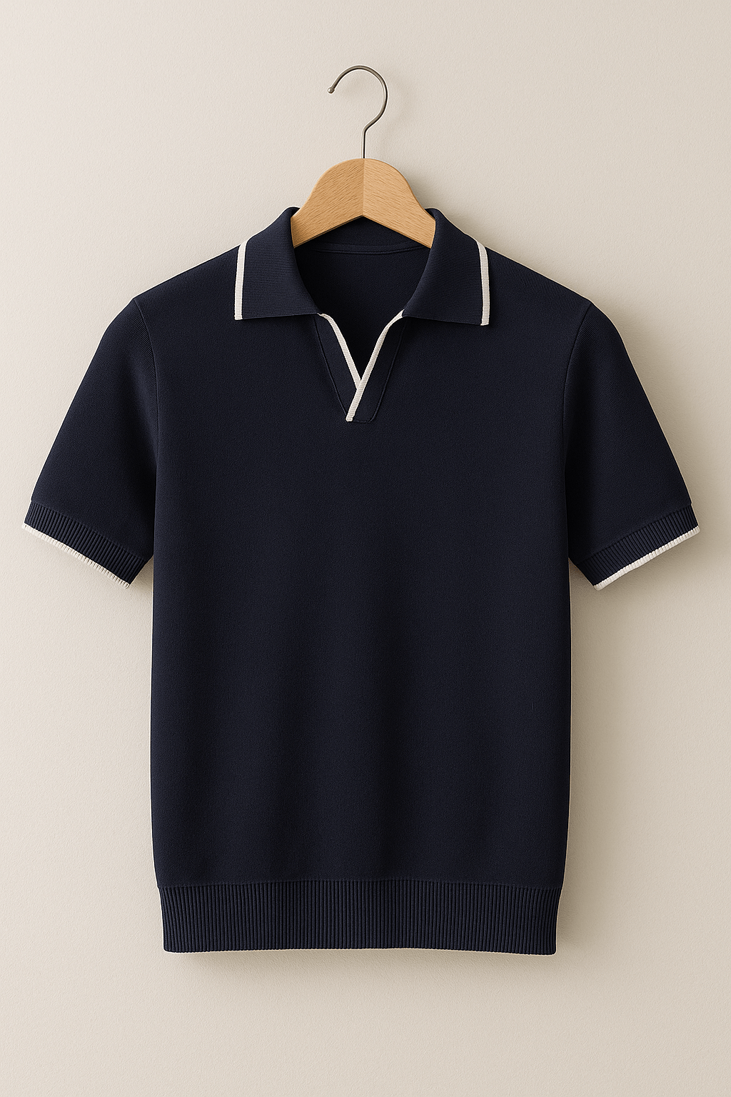 Aaron Strickpoloshirt Kurzarm Kontrastkante