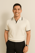 Aaron Strickpoloshirt Kurzarm Kontrastkante - Polos - Weiß - Müller Mode