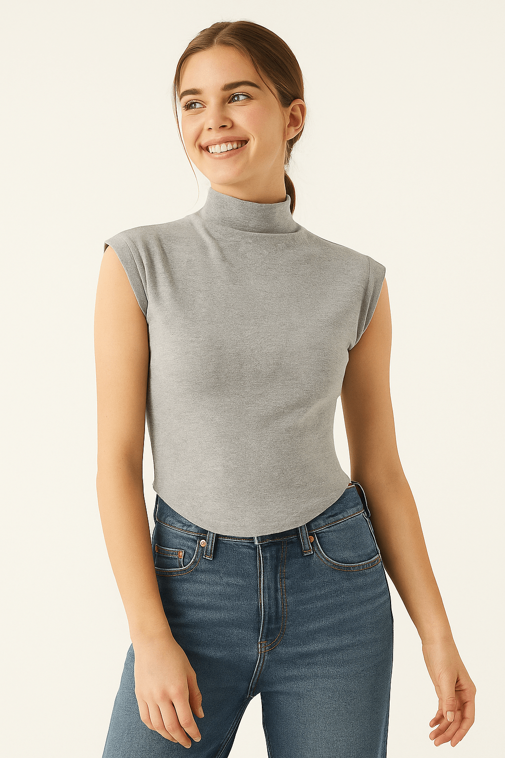 Amira Ärmelloses Top mit Stehkragen - Tops - Grau - Müller Mode