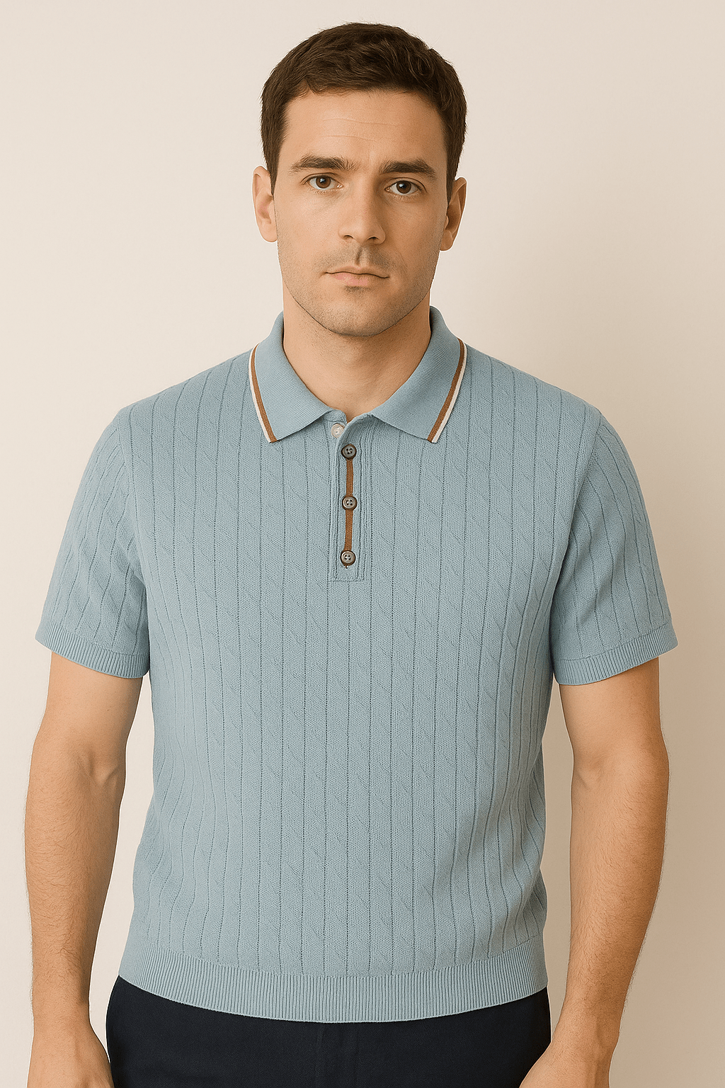 David Strick Poloshirt mit Kontrastkragen - Polos - Blau - Müller Mode