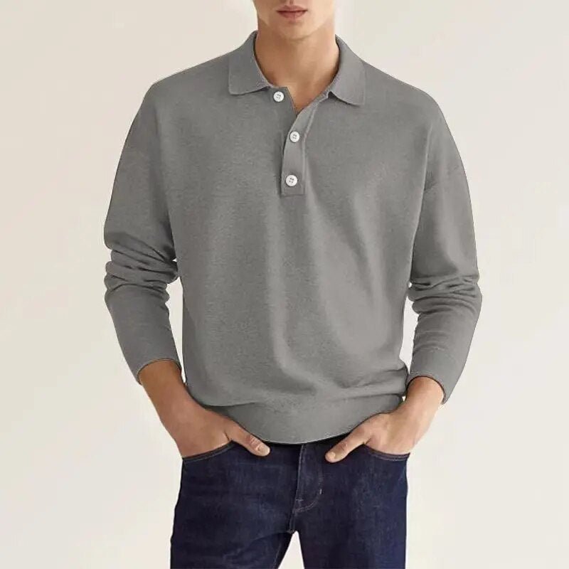Elias - Poloshirt - Lange Ärmel - Polos - Grau - Müller Mode