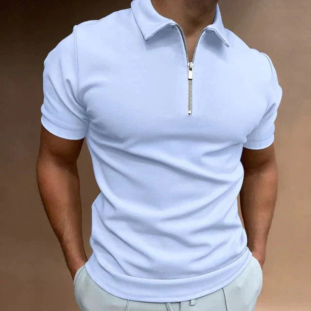 Emil Kurzarm - Poloshirt mit Reißverschluss - Polos - Blau - Müller Mode
