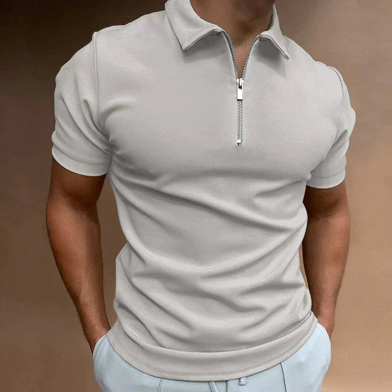 Emil Kurzarm - Poloshirt mit Reißverschluss - Polos - Grau - Müller Mode