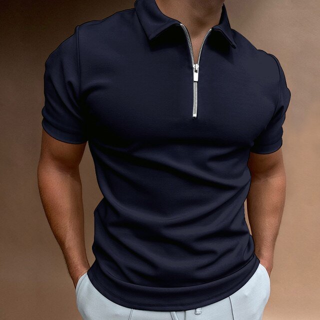 Emil Kurzarm - Poloshirt mit Reißverschluss - Polos - Marineblau - Müller Mode
