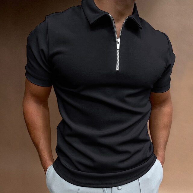 Emil Kurzarm - Poloshirt mit Reißverschluss - Polos - Schwarz - Müller Mode