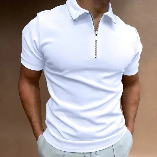 Emil Kurzarm - Poloshirt mit Reißverschluss - Polos - Weiß - Müller Mode