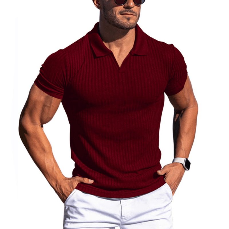 Johan Ribbed Polo mit Kurzarm - Polos - Rot - Müller Mode