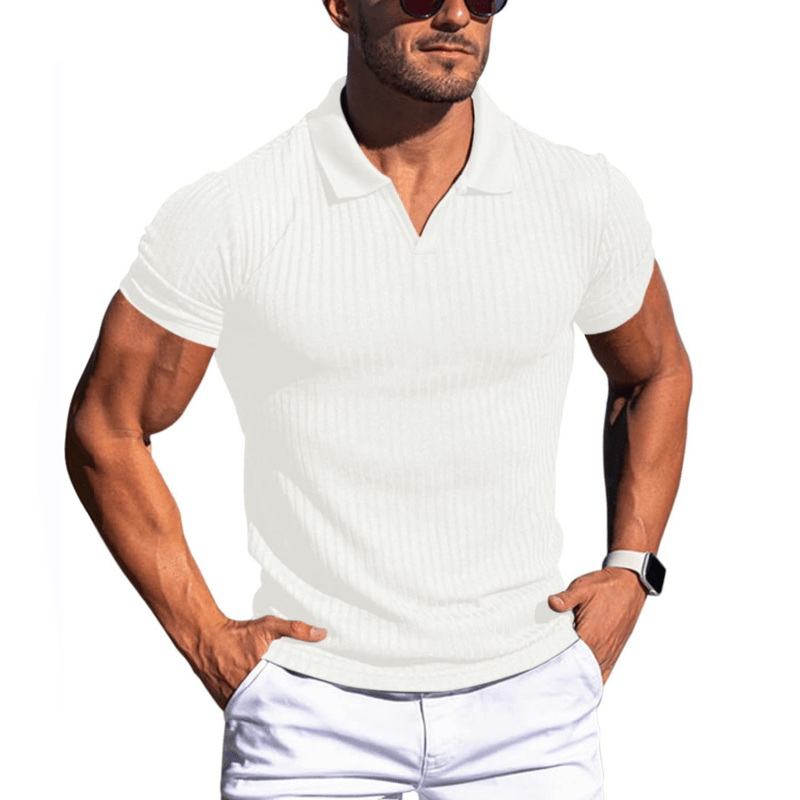 Johan Ribbed Polo mit Kurzarm - Polos - Weiß - Müller Mode